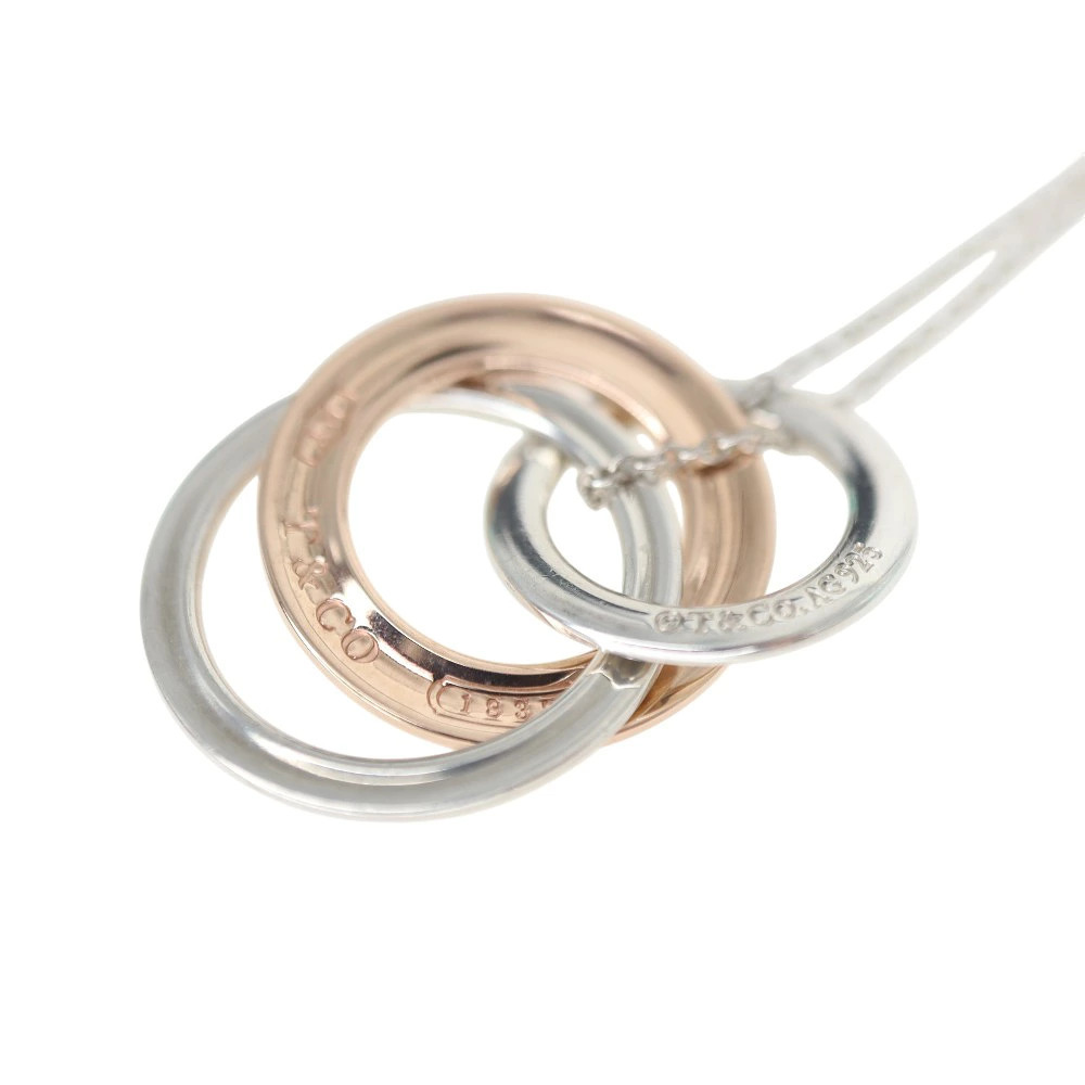 Tiffany Co Interlocking Circles Necklace Metal Pink Sterling Silver